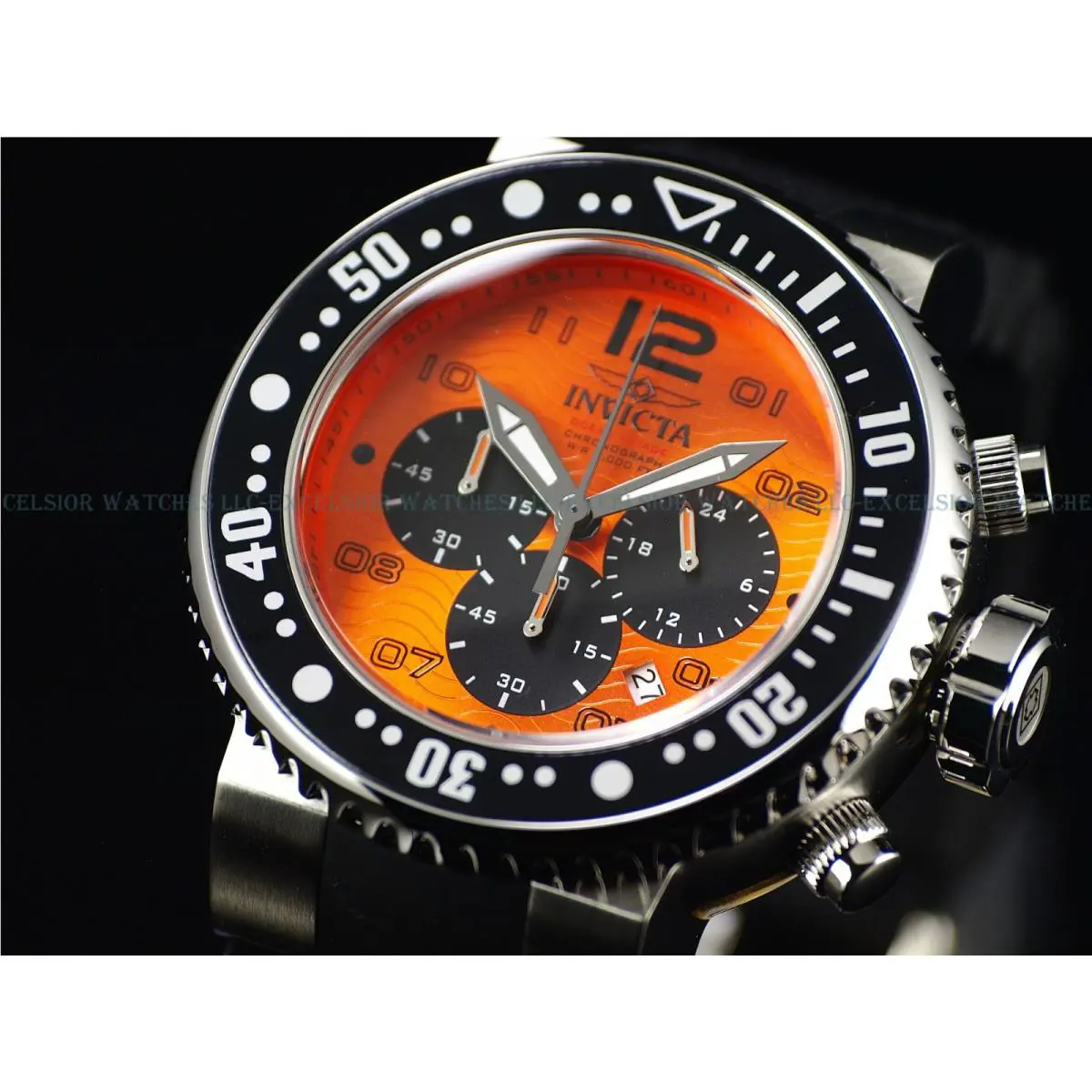Invicta Men`s Grand Pro Diver Ocean Voyage Orange Dial Chrono Strap Watch