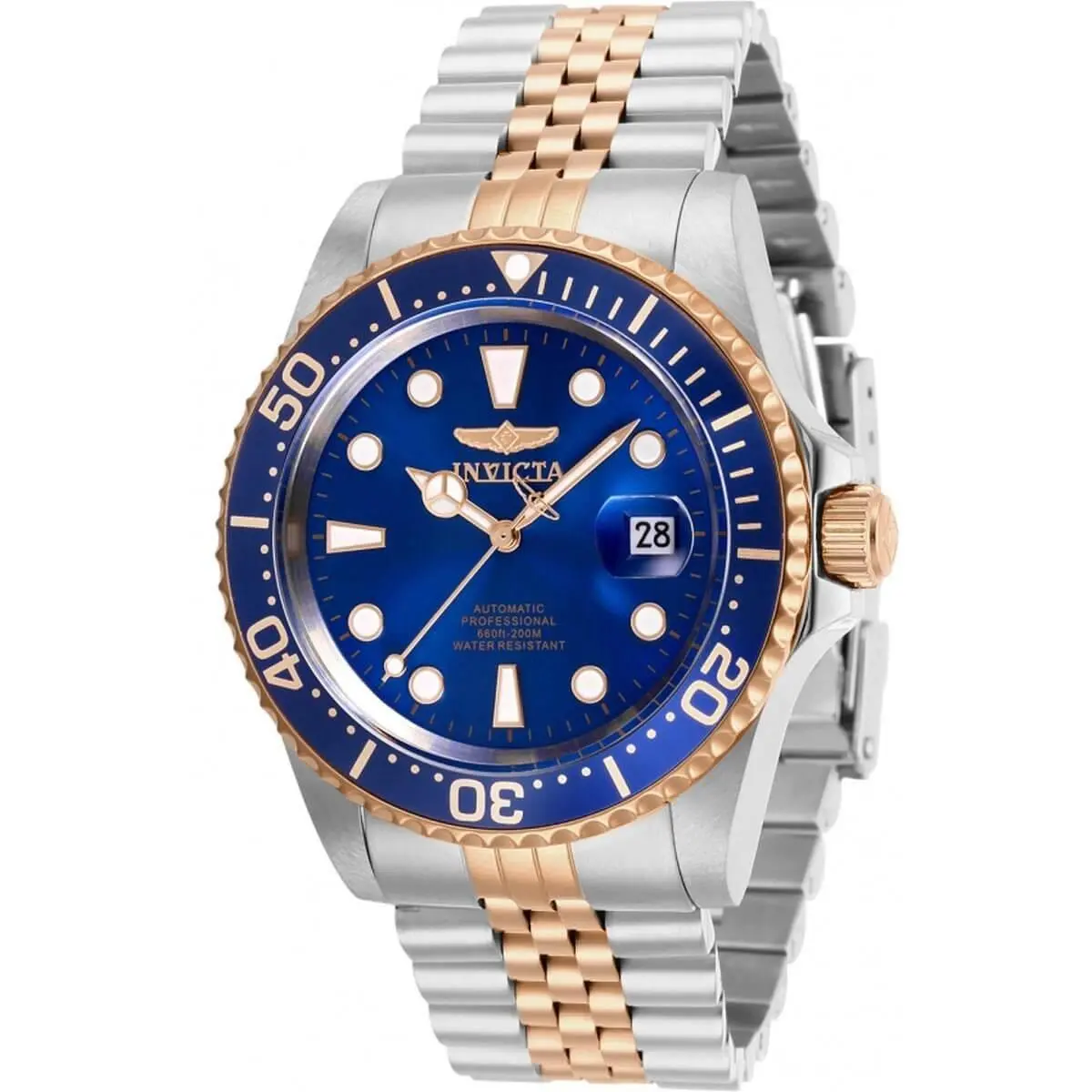 Invicta Men`s Watch Pro Diver Automatic Blue Dial Two Tone Bracelet 30098