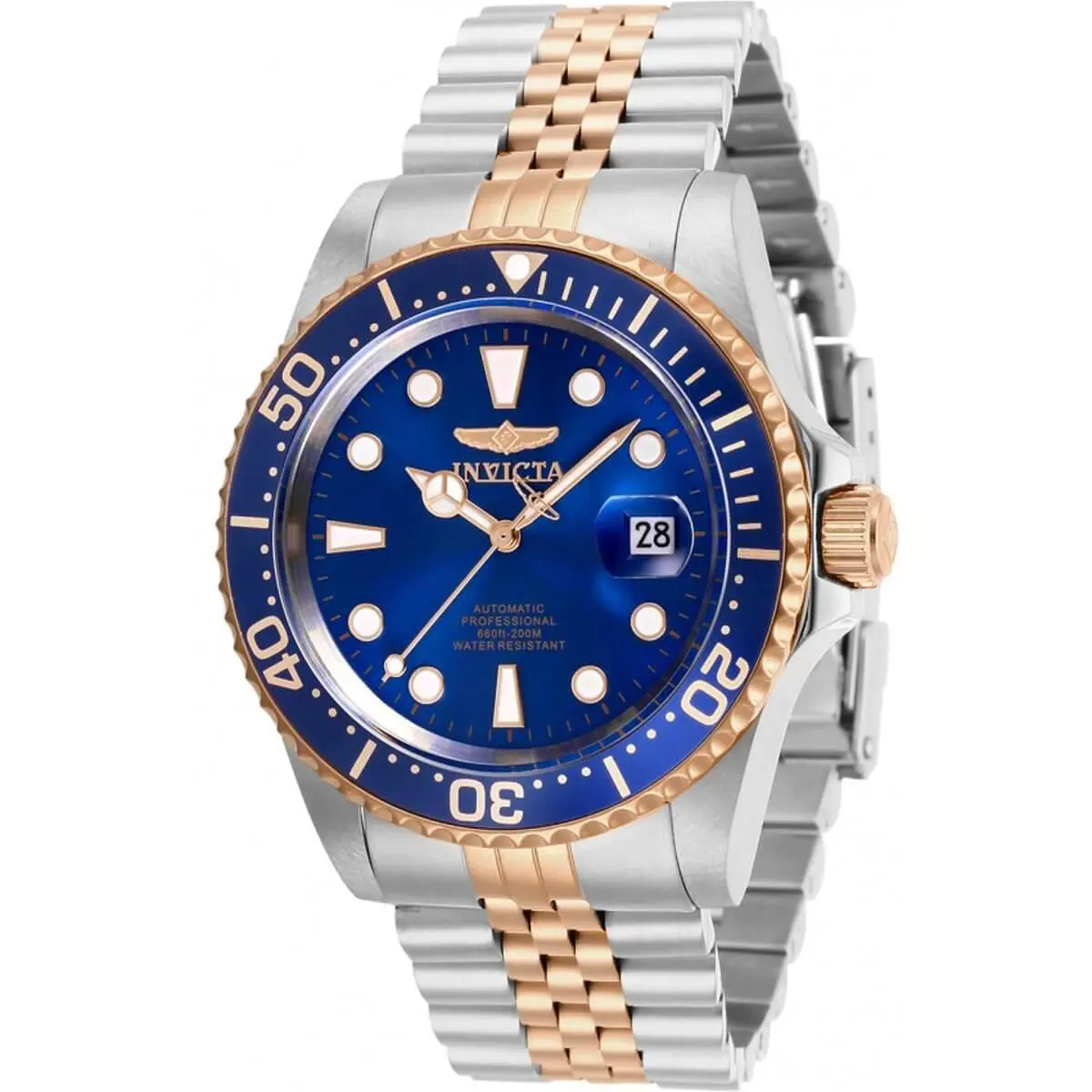 Invicta Men`s Watch Pro Diver TT Silver and Rose Gold Plated Bracelet 30098