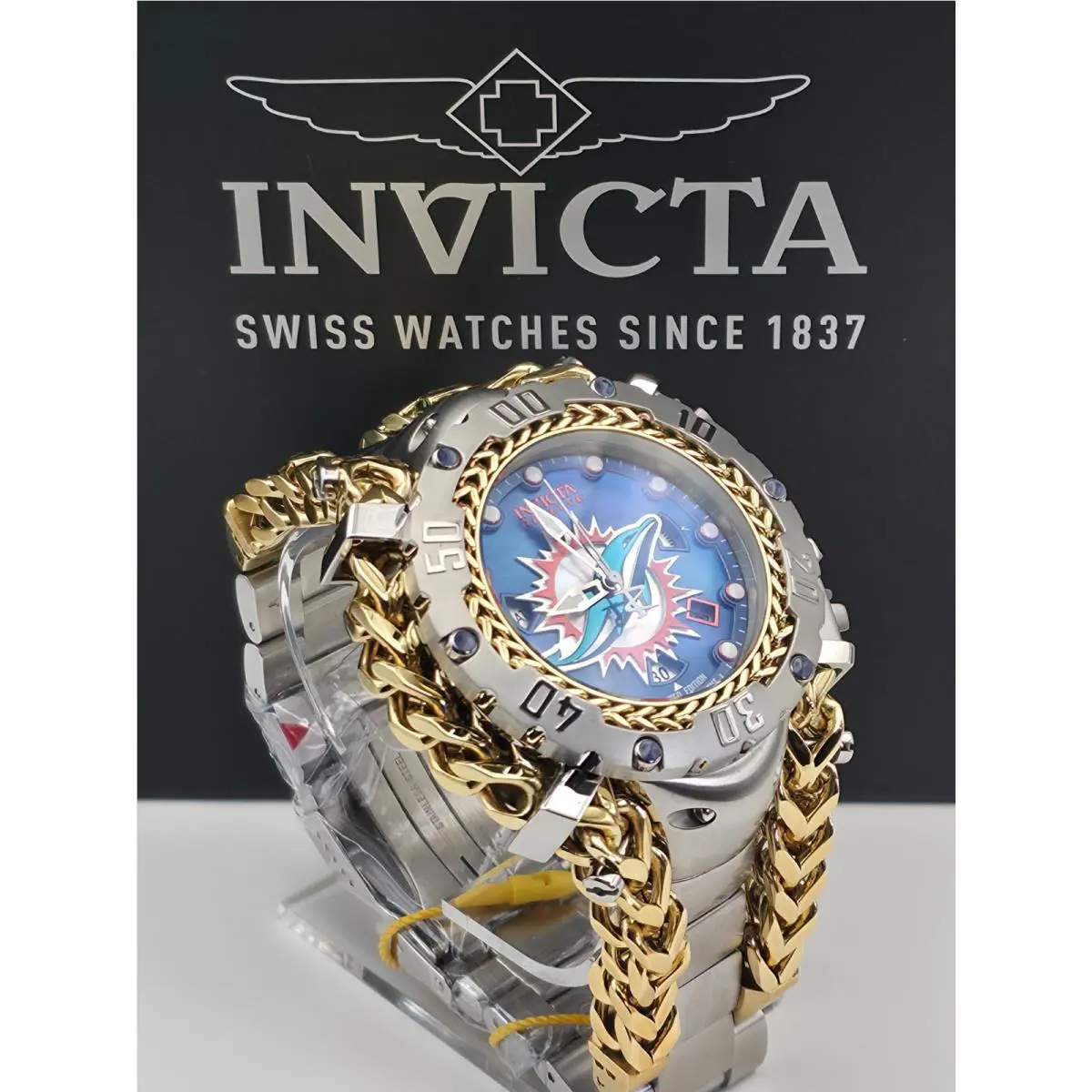 Invicta Reserve Gladiator 55mm Swiss Movement Nfl Miami Dolphin Men`s Watch
