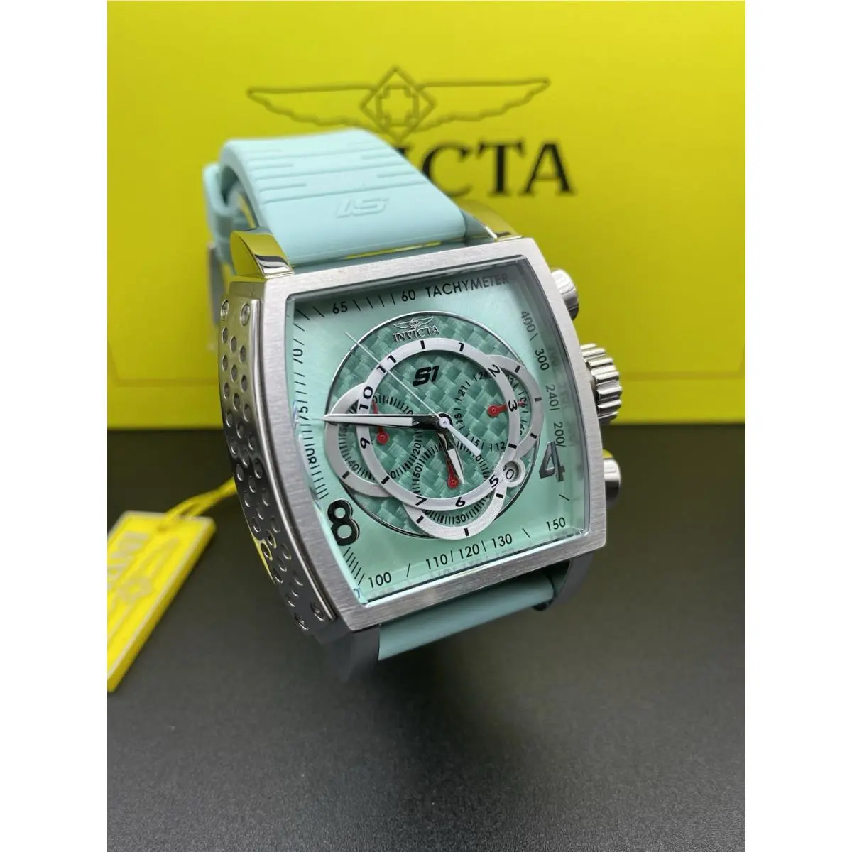 Invicta S1 Rally Concentric Men`s 48mm Aqua Chrono Watch Turquoise 48429 - Dial: Blue, Silver, Teal, Band: Blue, Bezel: Gray, Silver