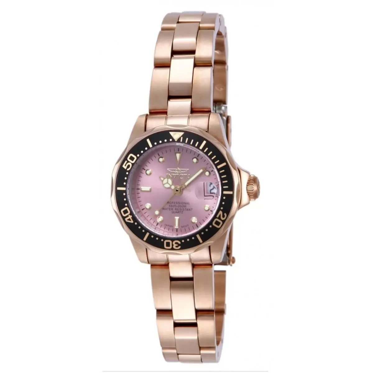 Invicta 14100 Quartz Watch Pink Dial Stainless Steel 24.5mm Lady