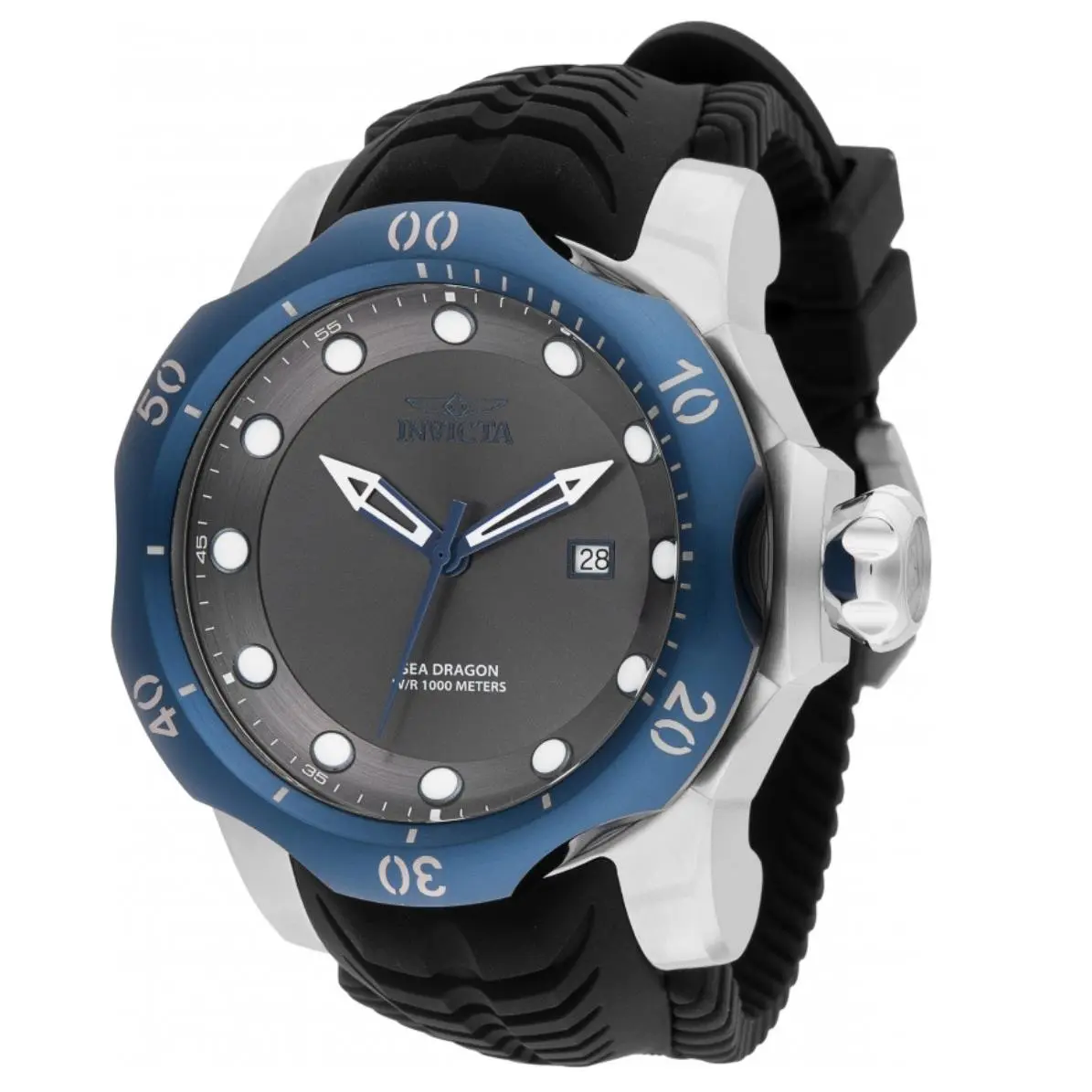 Invicta Venom Sea Dragon Men`s 54mm Blue Steel Swiss Quartz 1000M WR Watch 45501
