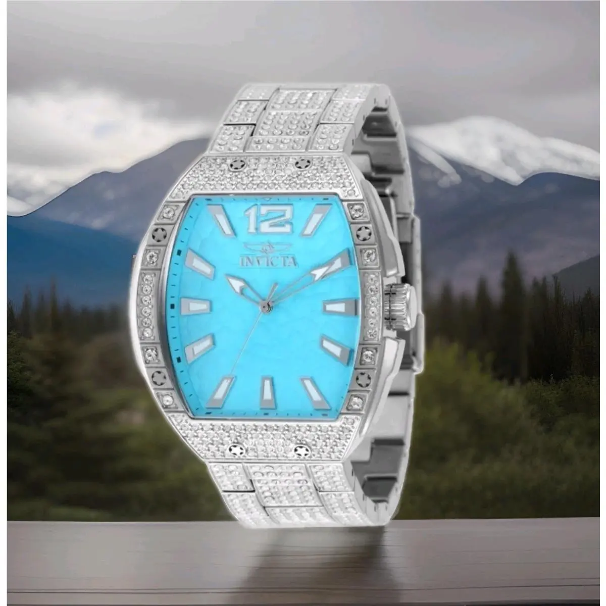 Invicta Celestial Luxury Men`s 47mm 336 Crystals Blue Dial Quartz Watch 50199 - Dial: Blue,White, Band: Gray,Silver,White, Bezel: Silver,White