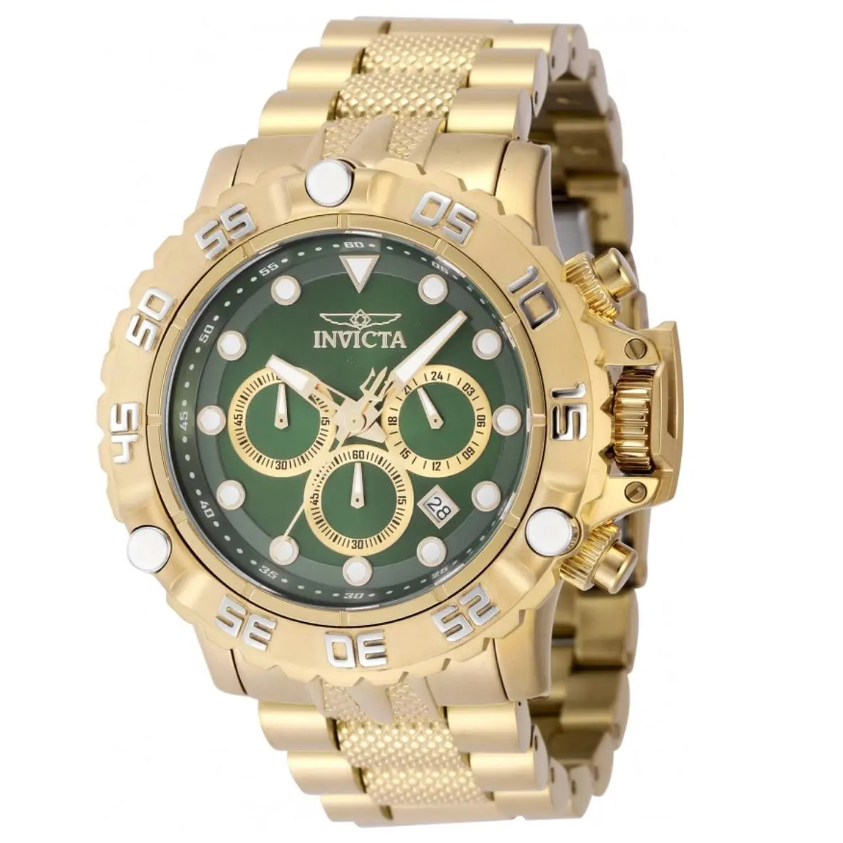 Invicta Subaqua Poseidon Green Dial Gold Band Luminous Chronograph Watch 47185