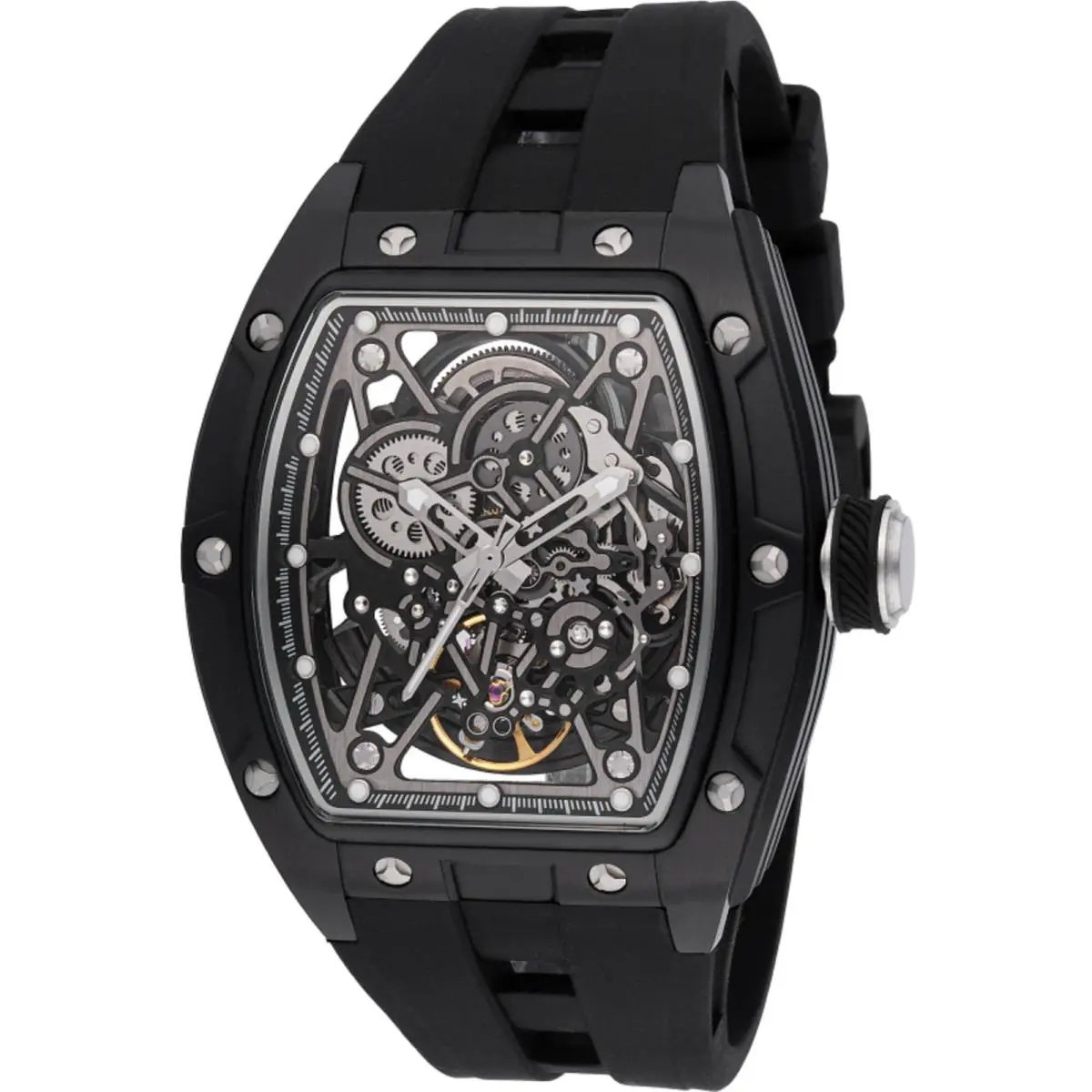 Invicta Men`s Watch S1 Rally Chrono Black and Silver Skeleton Dial Strap 49018