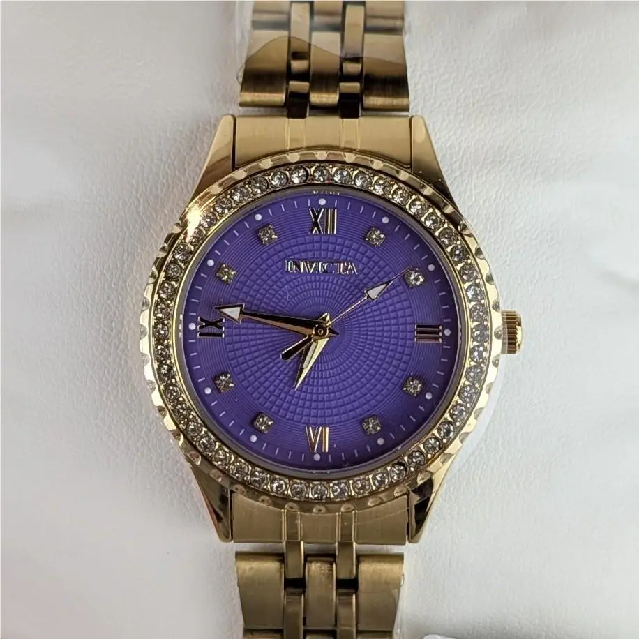 Invicta Wildflower Women`s 33mm Watch Gold Tone Stainless Purple Dial 69229