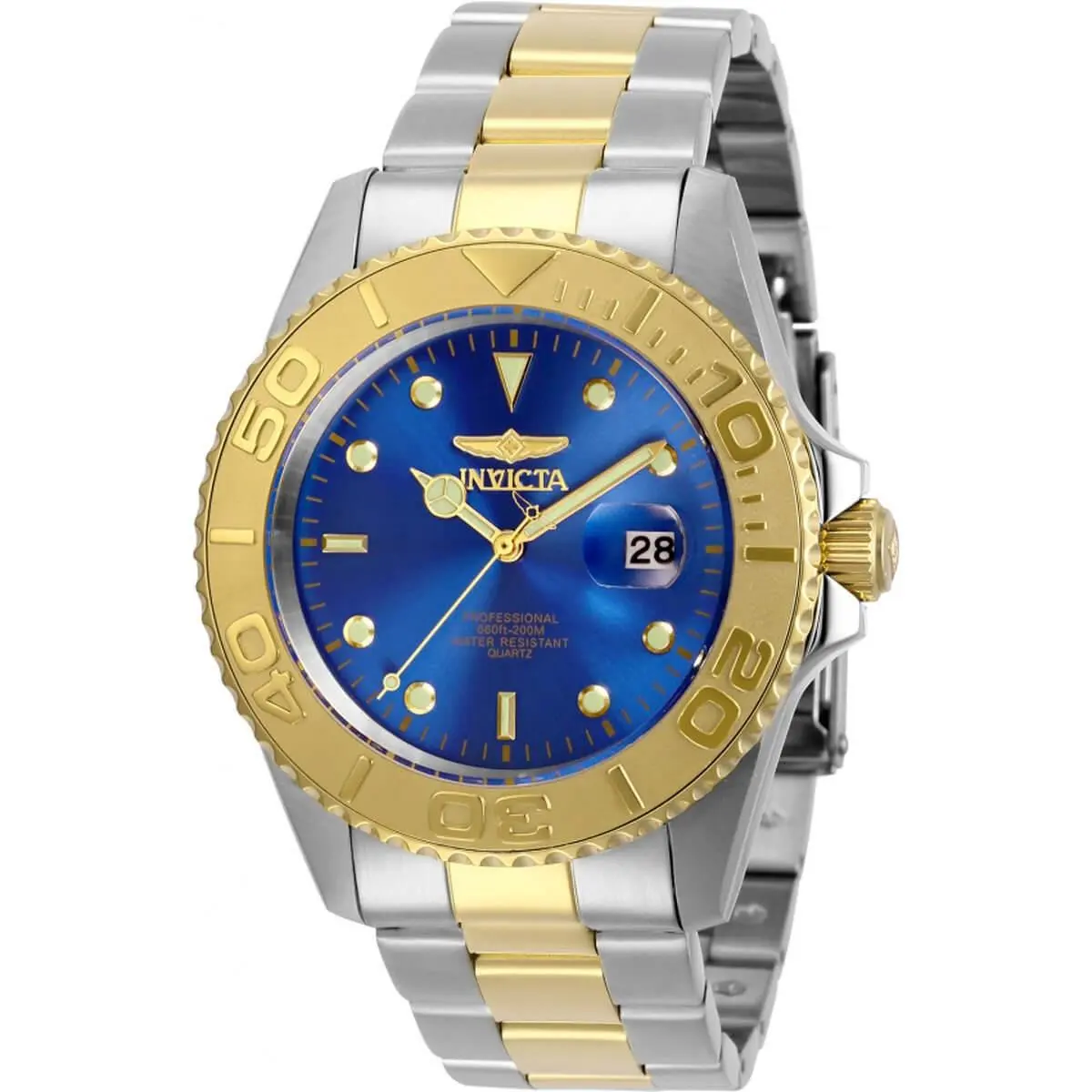Men`s Watch Pro Diver Quartz Blue Dial Gold Two Tone Bracelet 29949 by Invicta
