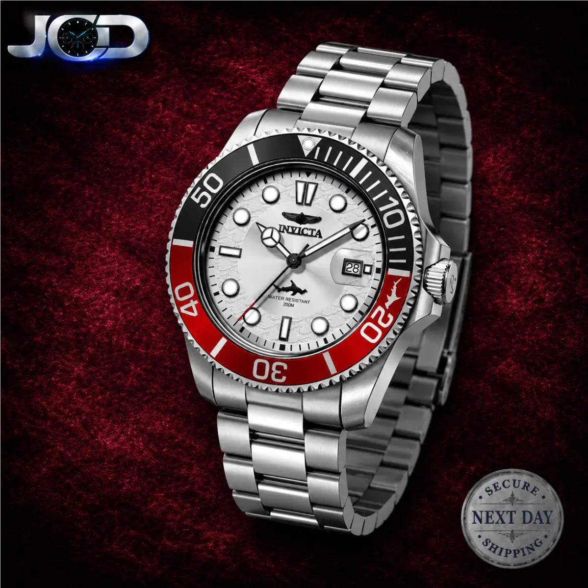 Invicta Pro Diver 42mm Men`s Watch - Steel - Black and Red - Coke Bezel 50830