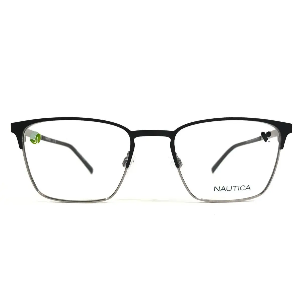Nautica Eyeglasses Frames N7336 005 Silver Black Square Wire Rim 52-19-145