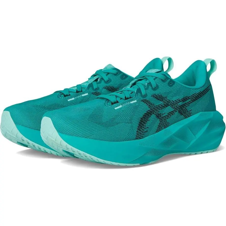 Asics Novablast 5 Lace up Running Sneakers Wave Teal Black Men`s Size US 15