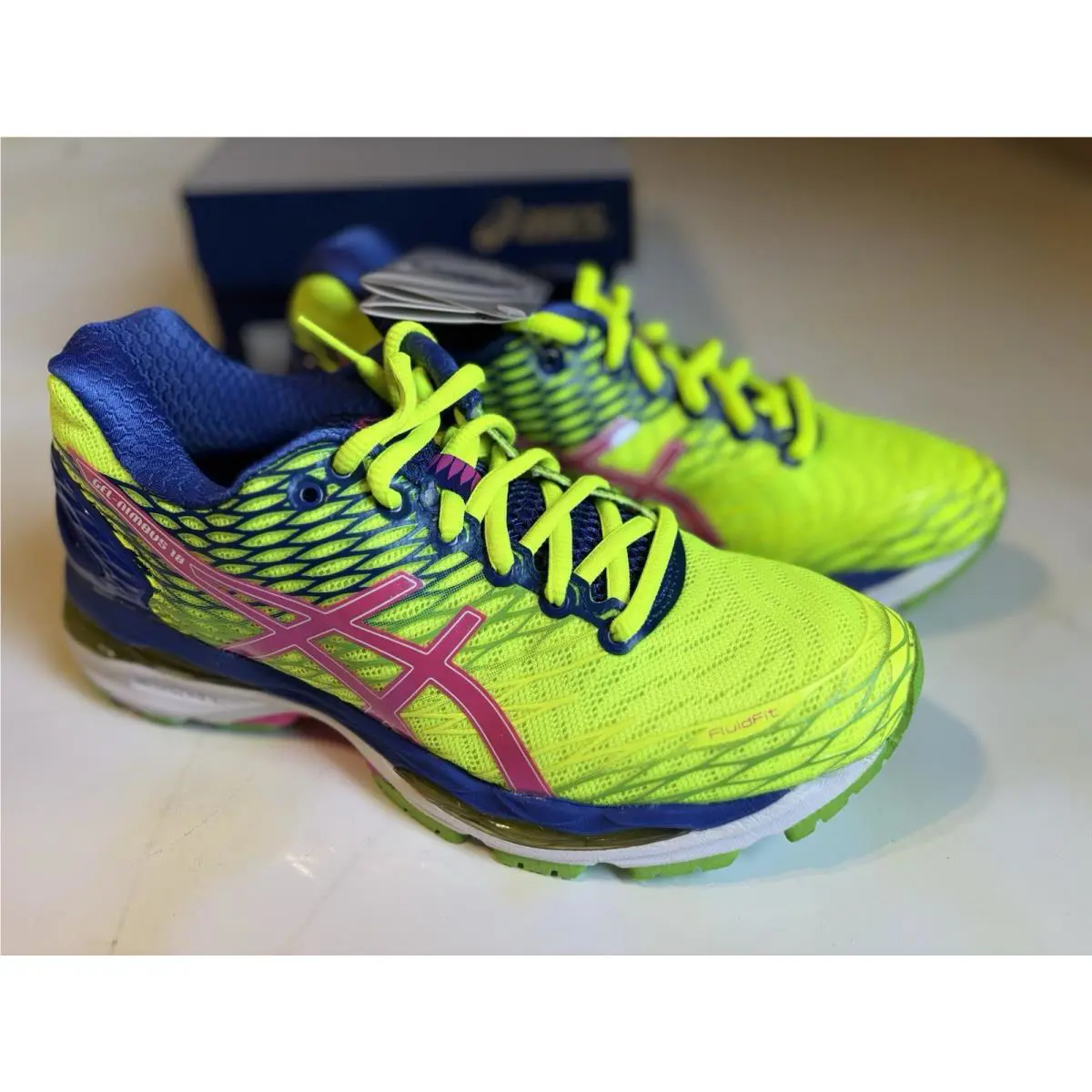 Asics shoes - ASICS GEL-Nimbus - T650N 0735 - Blue, Neon Yellow, Pink (UPC: 0889436154866) 2