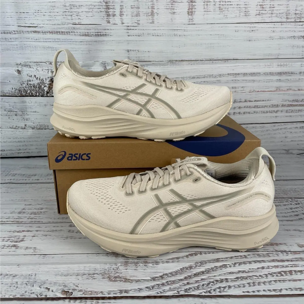 Asics Gel-kayano 32 Mens Sz 8 Running Shoes Oatmeal Meteor Grey Tan
