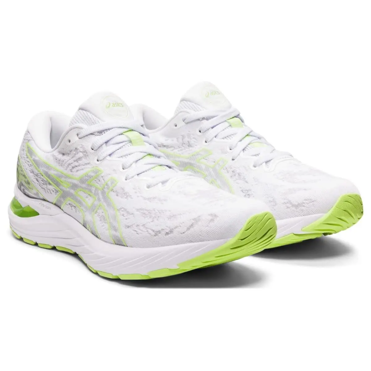 Asics Women`s Gel Cumulus 23 Running Shoes White/lime Green 8.5 B