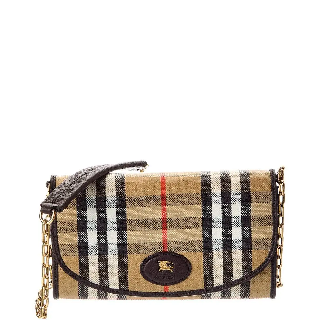 Burberry Highlands Check E-canvas Leather Wallet On Cha
