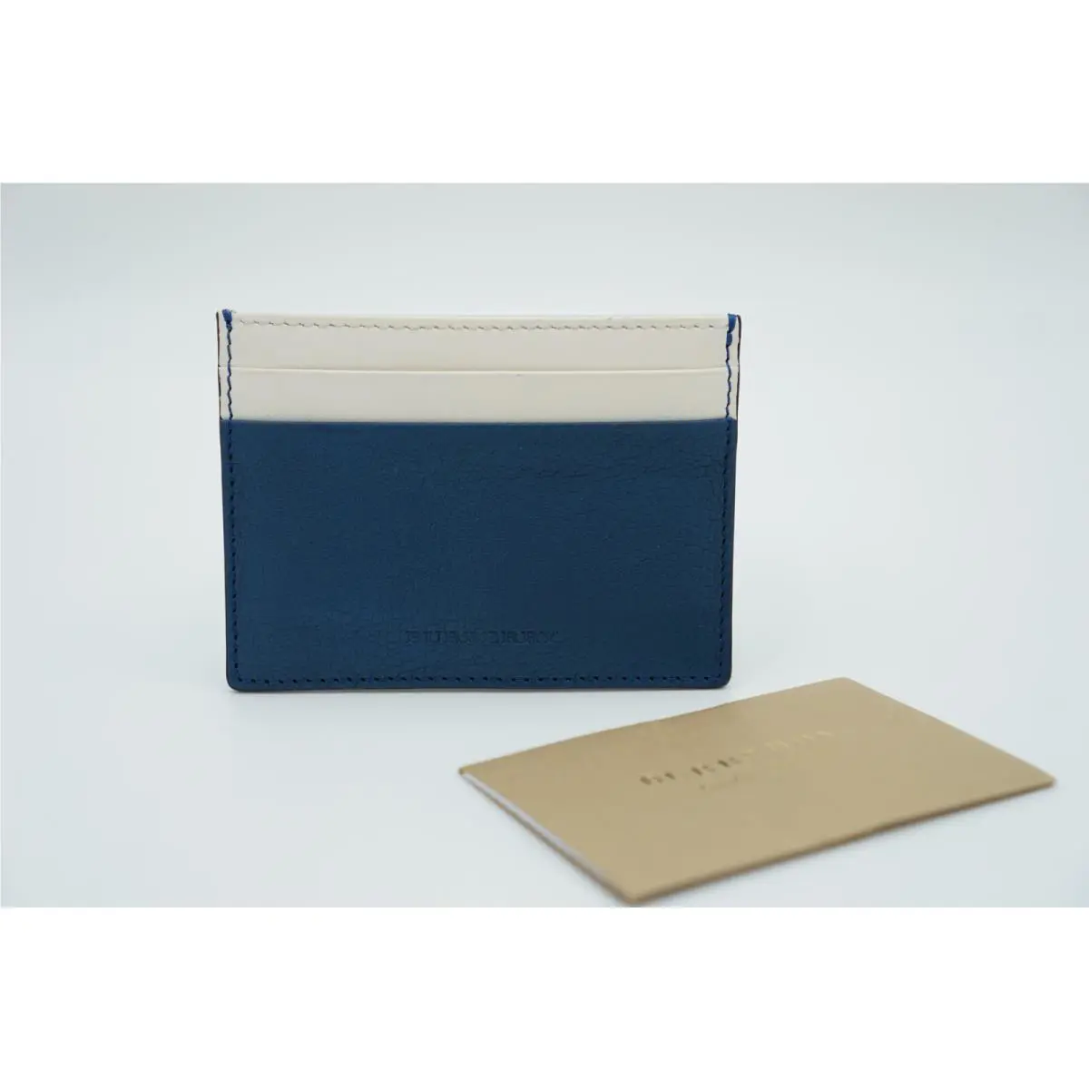Burberry Blue/white Leather Card Holder Calfskin Leather