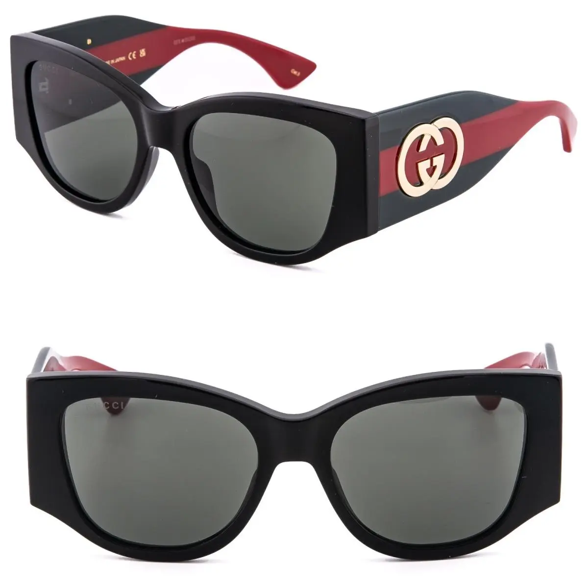 Gucci Gg2115S 2115 Black Green Web Stripe Classic Logo Sunglasses 001
