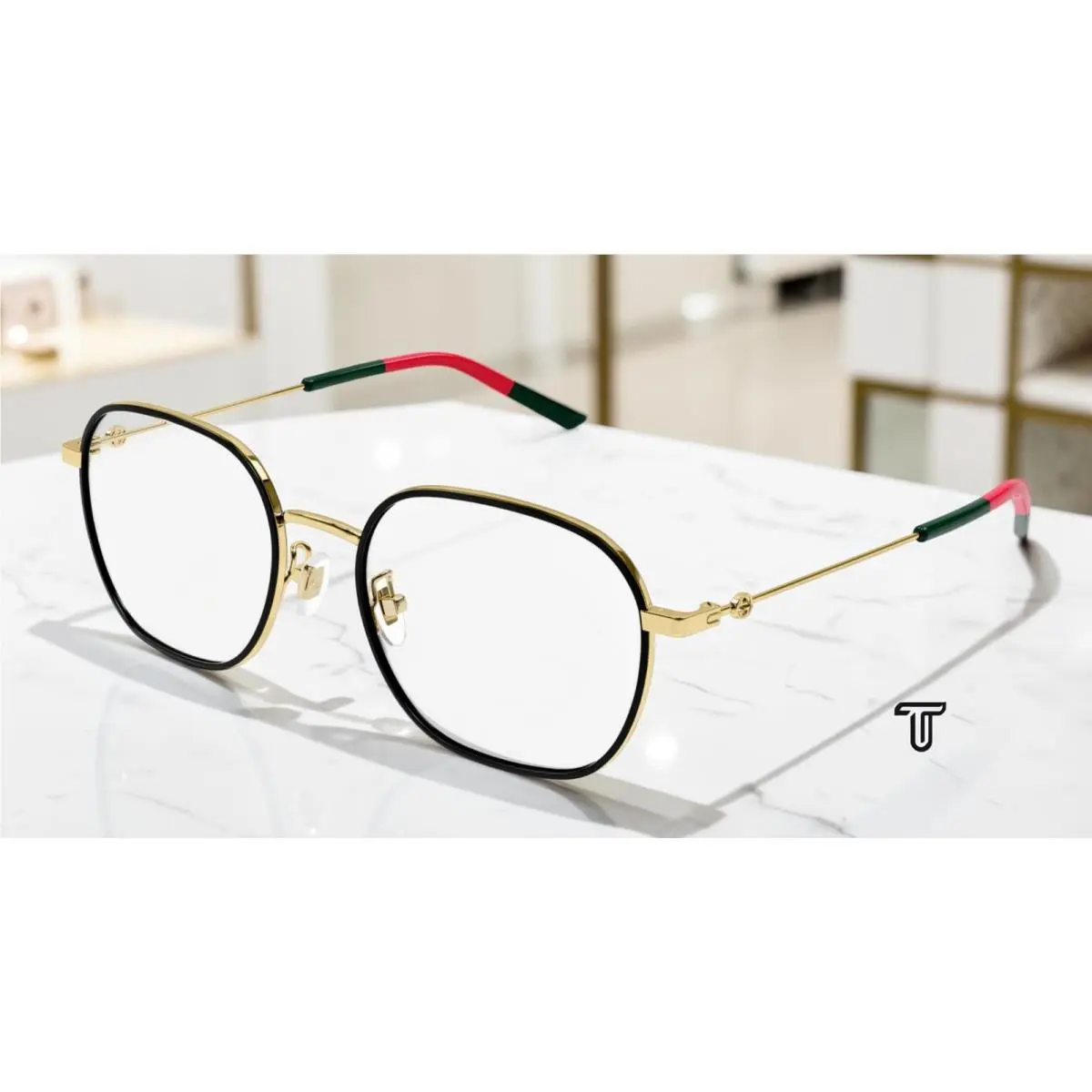 GG1198OA 001 Gold Demo Lens 53 mm Rectangular Squared Unisex Eyeglasses by Gucci