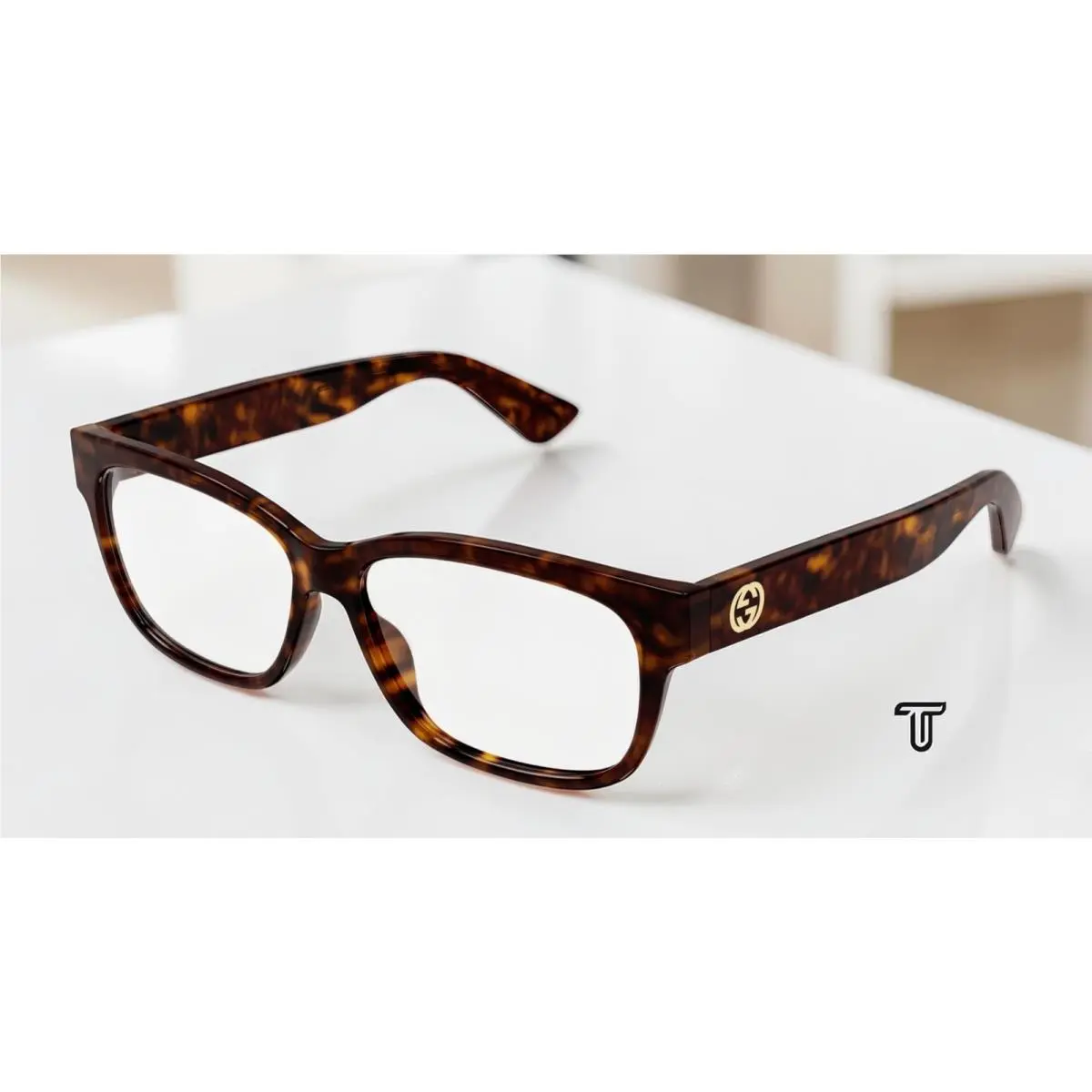 GG1341O 002 Rectangular Squared Injection Havana 55 mm Women`s Eyeglasses by Gucci