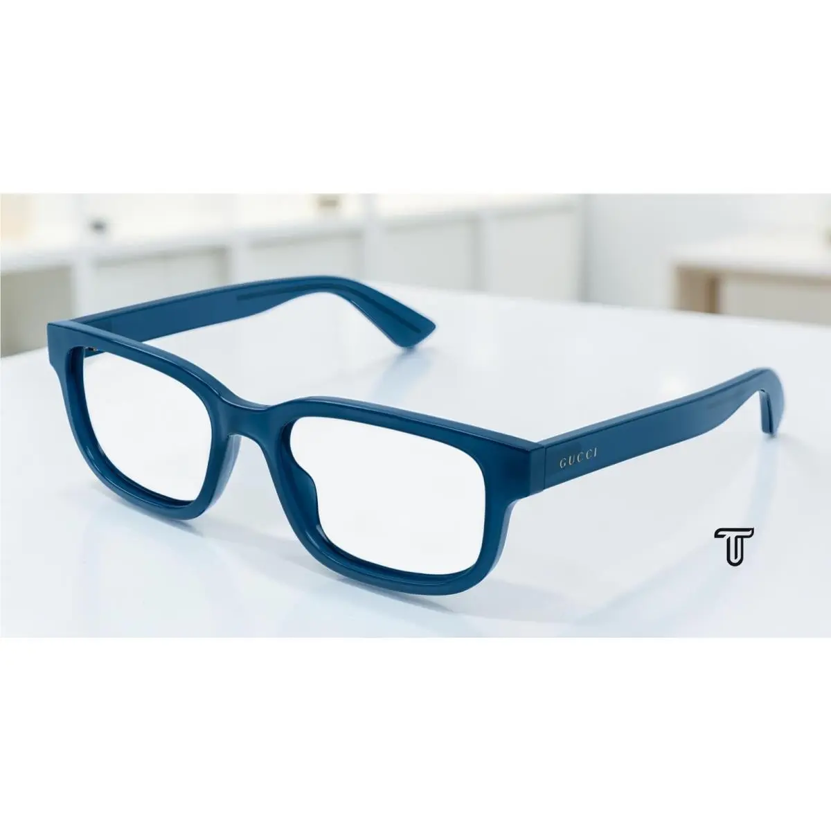 GG1584O 003 Blue Blue Demo Lens 53 mm Round Oval Panthos Men`s Eyeglasses by Gucci