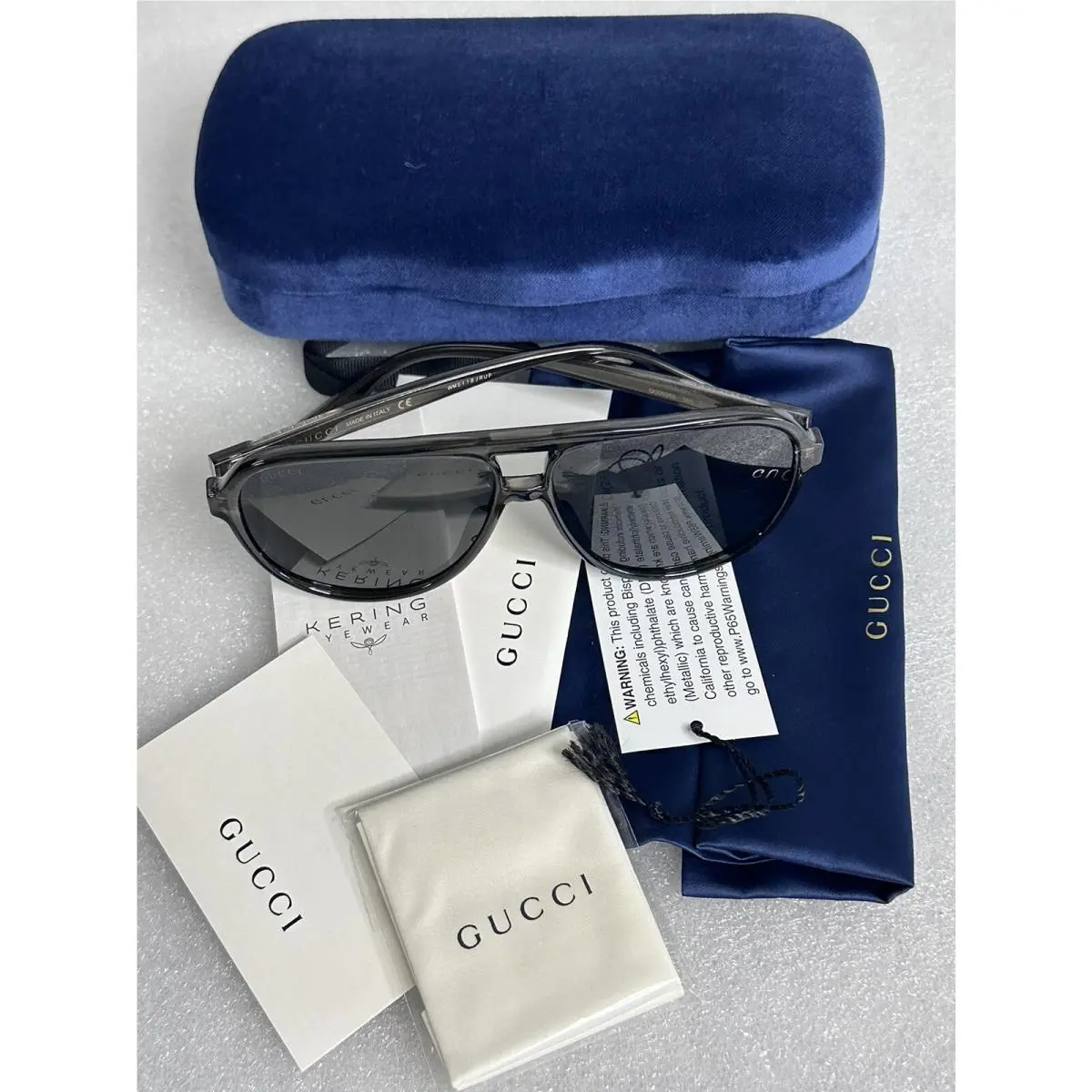 Gucci GG 0935 Clear Gray Silver Frame 006 Sunglasses Gray Lens GG0935S 60-12-145