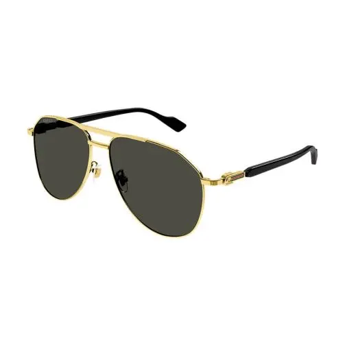 Gucci Men`s Sunglasses GG1220S- 001 Pilot Navigator Metal Gold Grey 59 mm