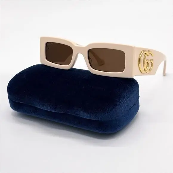 GG1425S 004 Rectangle Beige Brown Women Sunglasses  by Gucci