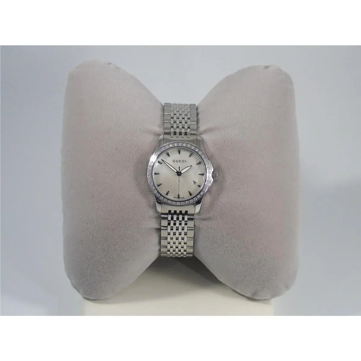 Diamond Bezel Ladies` Watch SS Mop Dial YA126506 and Tags by Gucci
