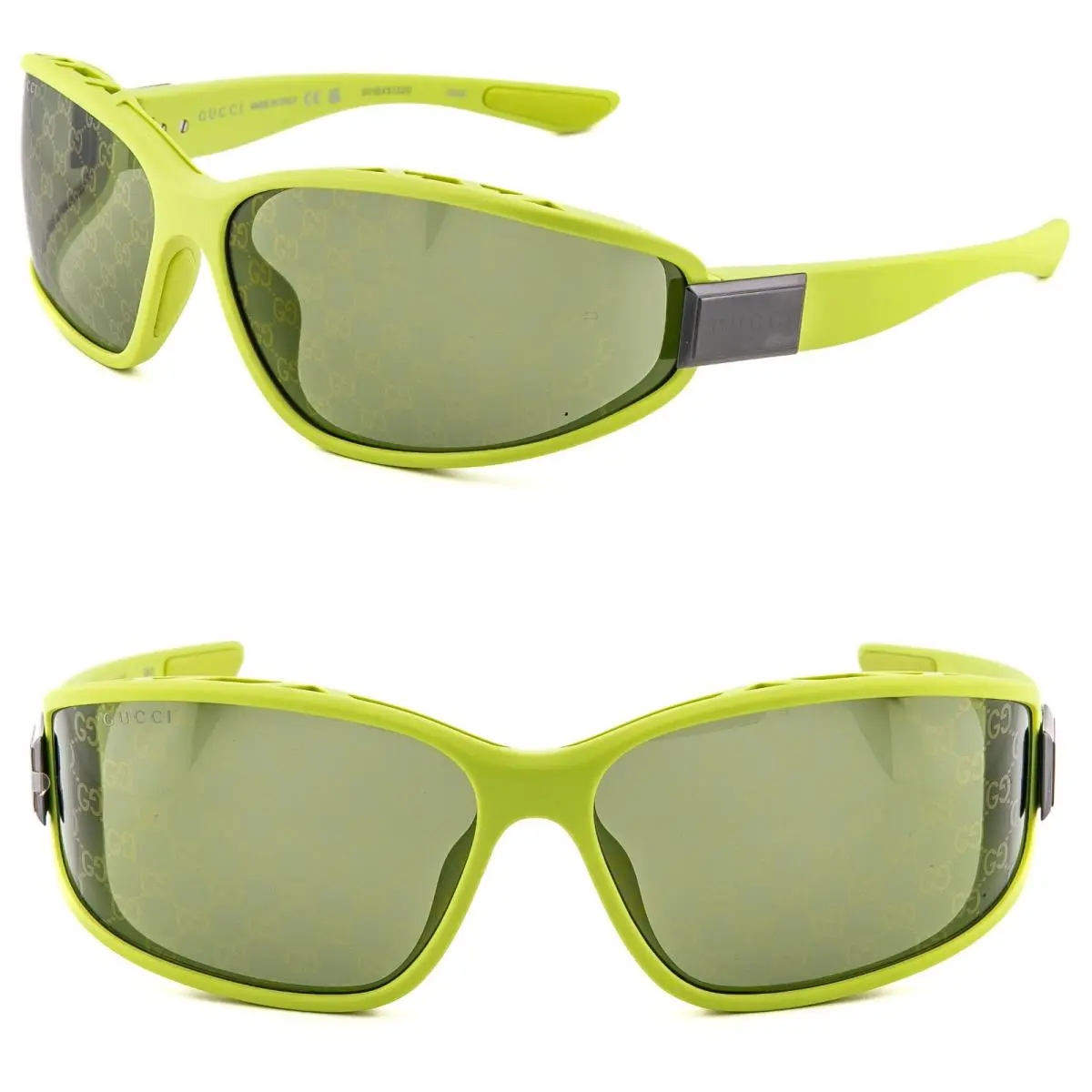 Gucci GG2011S Acid Green Wrap 2011 Guccissima Print Mirror Sunglasses Apres Ski