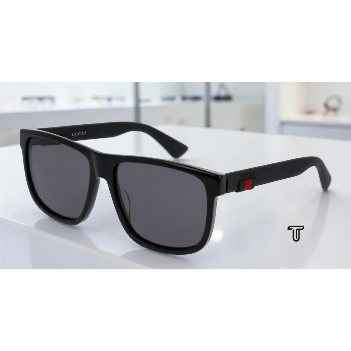 Gucci GG0001S 001 Rectangular Square Black Smoke 52 mm Men`s Sunglasses