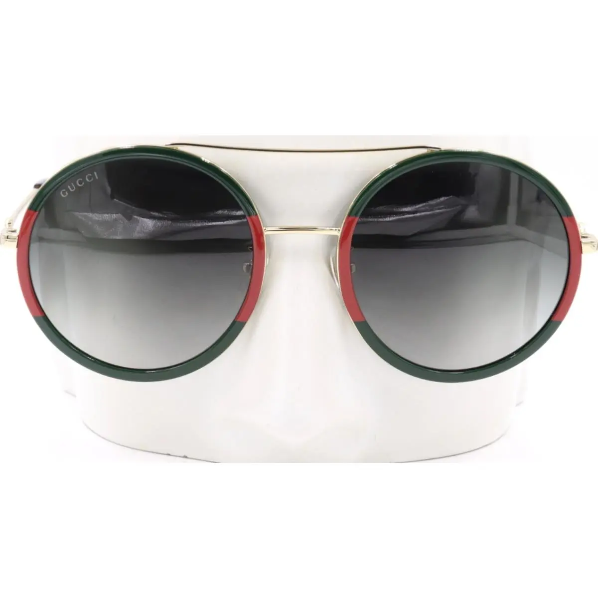 Gucci Round Gold Tone Green Gradient Women Sunglasses GGOO61S 003 56