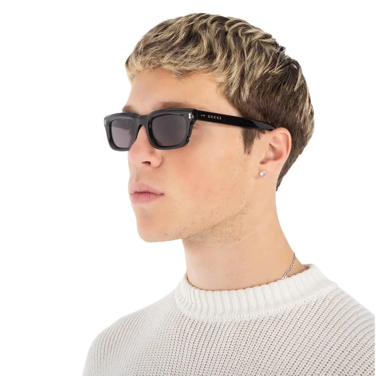 Gucci Grey Rectangular Men`s Sunglasses GG1524S 001 51 GG1524S 001 51