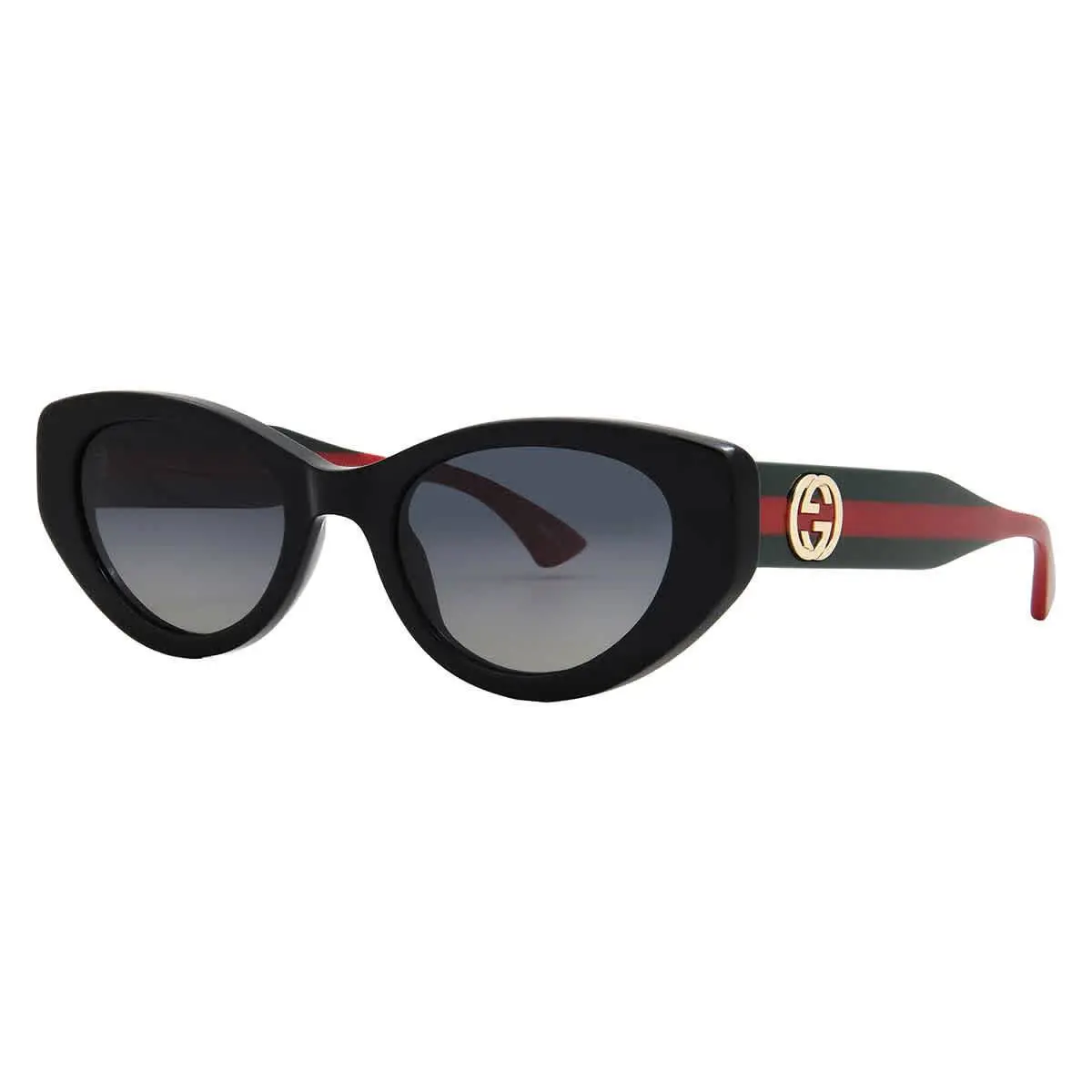 Gucci Polarized Grey Gradient Cat Eye Ladies Sunglasses GG1862S 005 52 - Black, Frame: Black, Lens: Grey