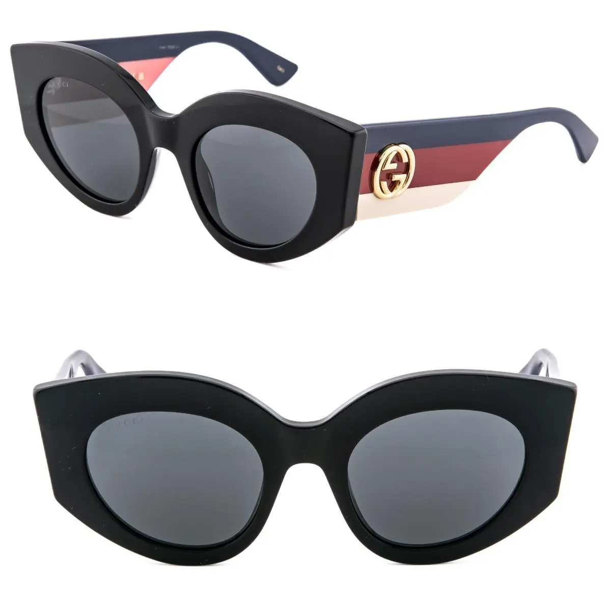 Gg0275S 0275 Black Blue Red Stripe Classic Logo Sunglasses 001 by Gucci