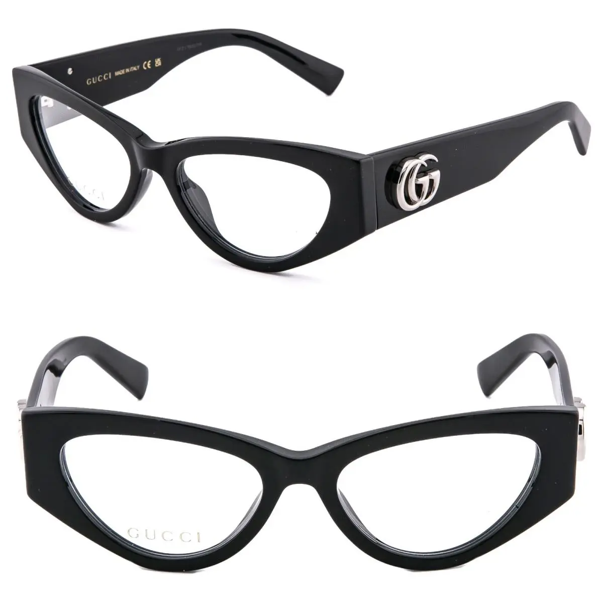Gucci GG1953O 1953 Black GG Silver Logo Geometric Bold Eyeglass Optical 52mm 001