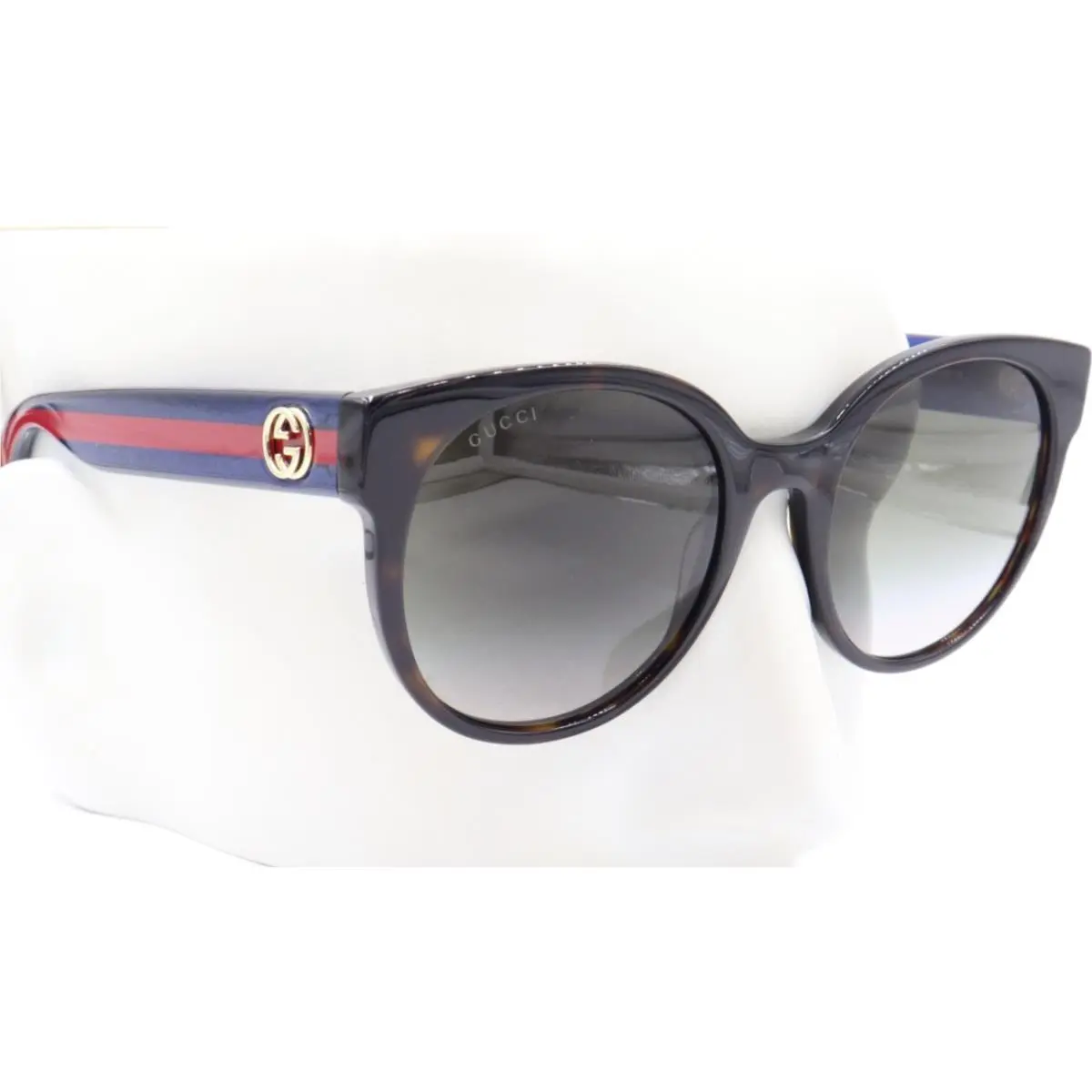 Round Havana Blue Gradient Brown Sunglasses GG0035SN 004 54 by Gucci