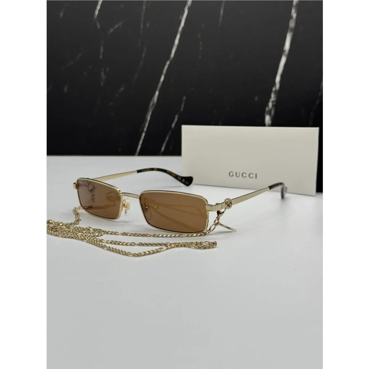 Gucci GG1600S 002 Gold Women Sunglasses with Cha