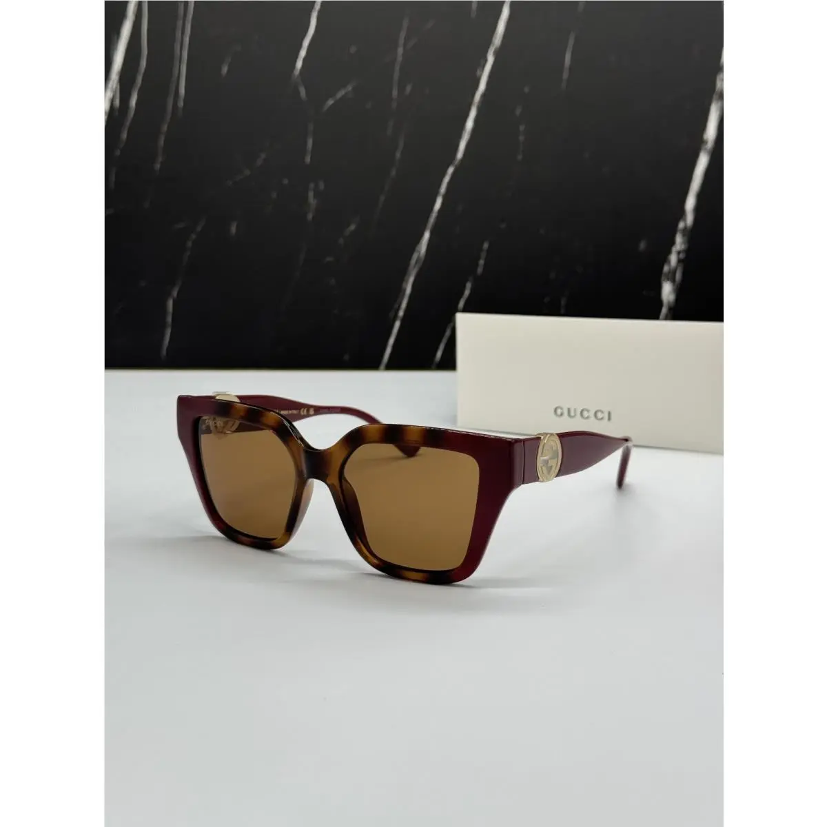 GG1023S 003 Havana/burgundy Women Sunglasses by Gucci