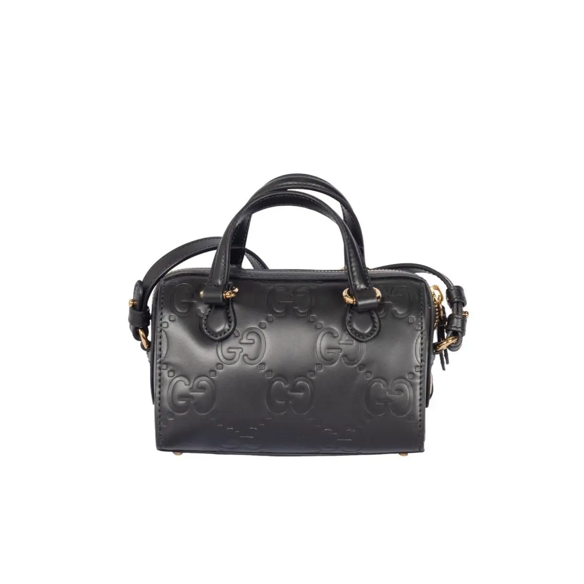 Gucci Black GG Leather Super Mini Crossbody Bag