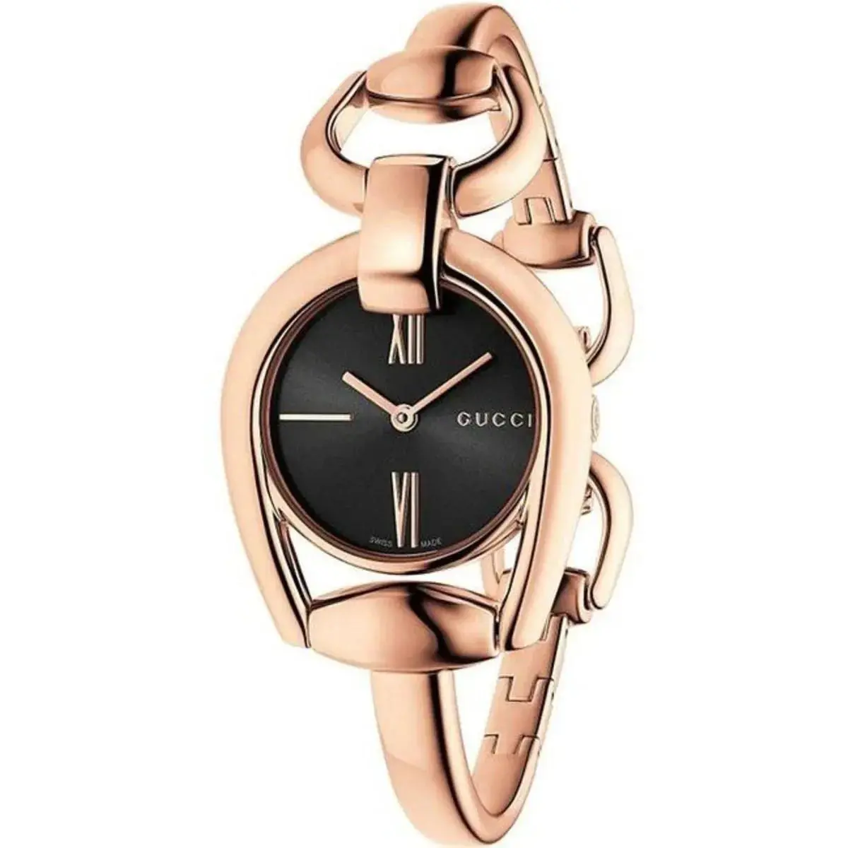 Gucci Horsebit YA139507 28mm Rose Gold Stainless Steel Case Black Dial - Dial: Black, Band: Rose, Bezel: Rose Gold