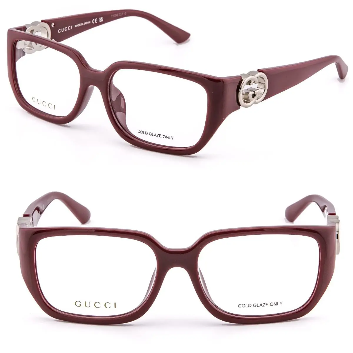 Gucci GG1694O 1694 Burgundy GG Logo Geometric Unisex Eyeglasses Optical 55mm 003