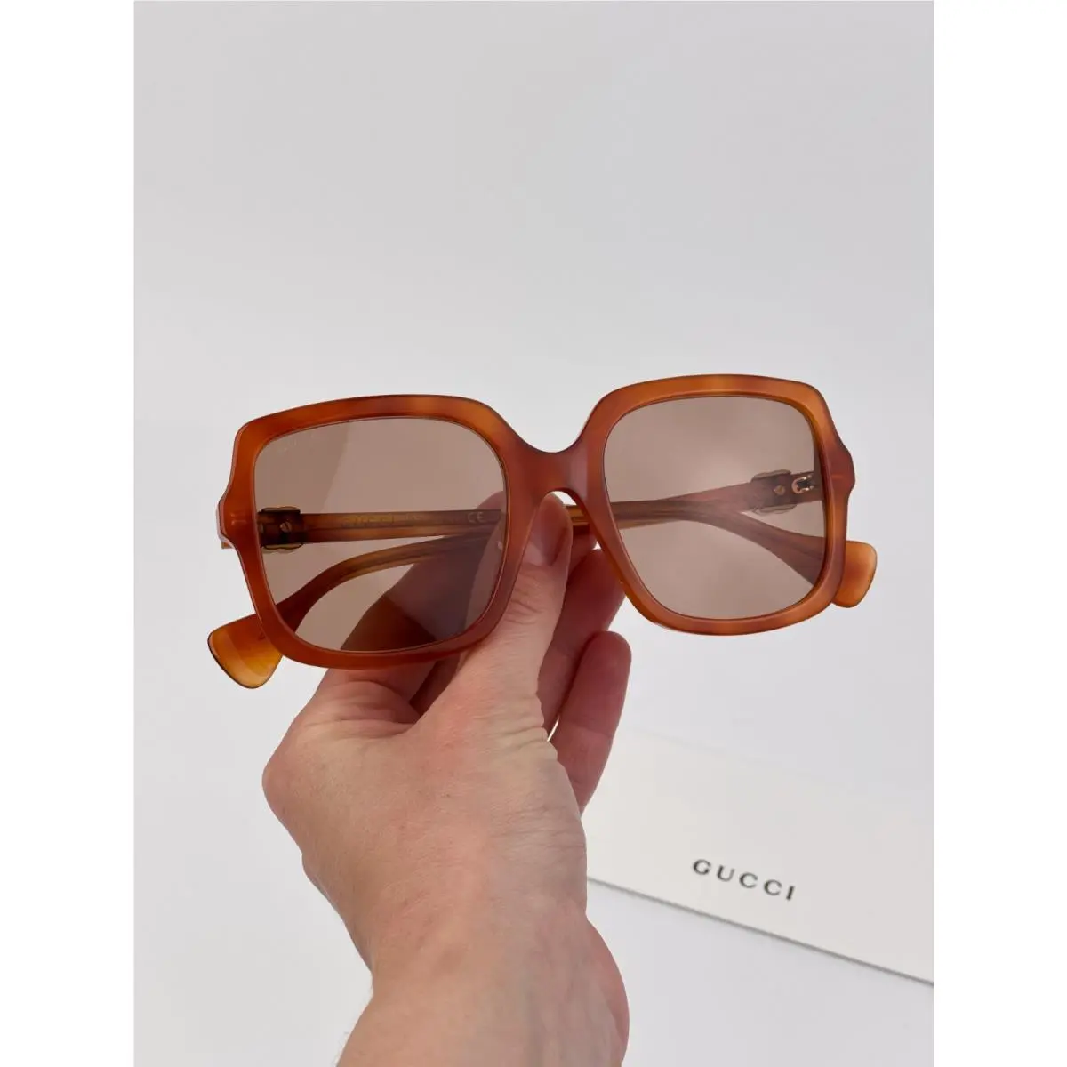 Gucci Women Sunglasses Havana Brown Square GG1070S 002