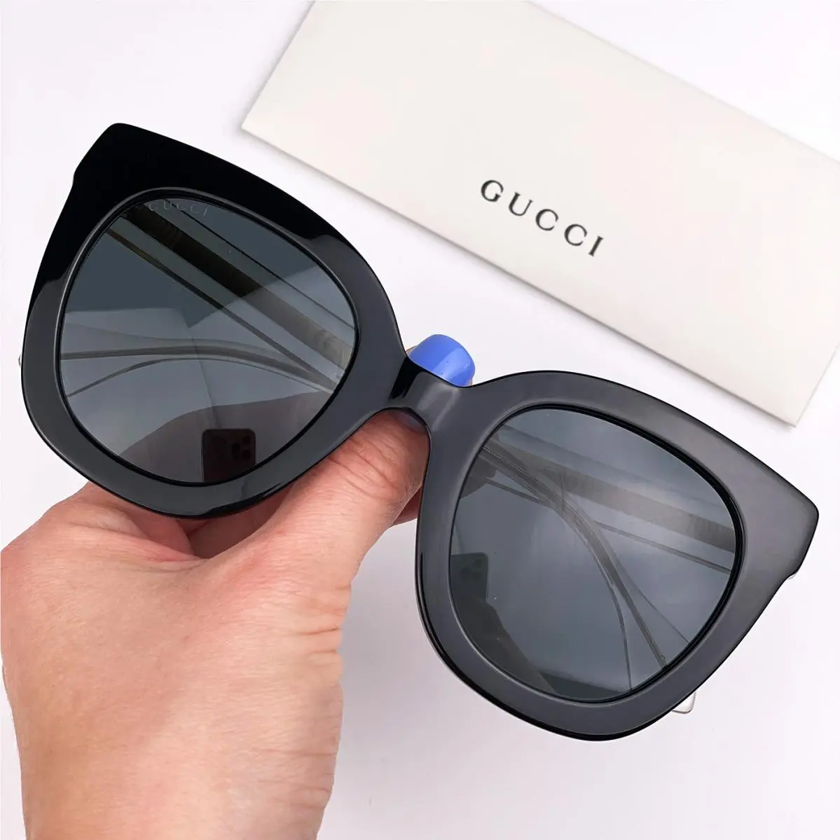 Gucci Women Sunglasses Black Crystal Grey Cat Eye GG0564SN 001