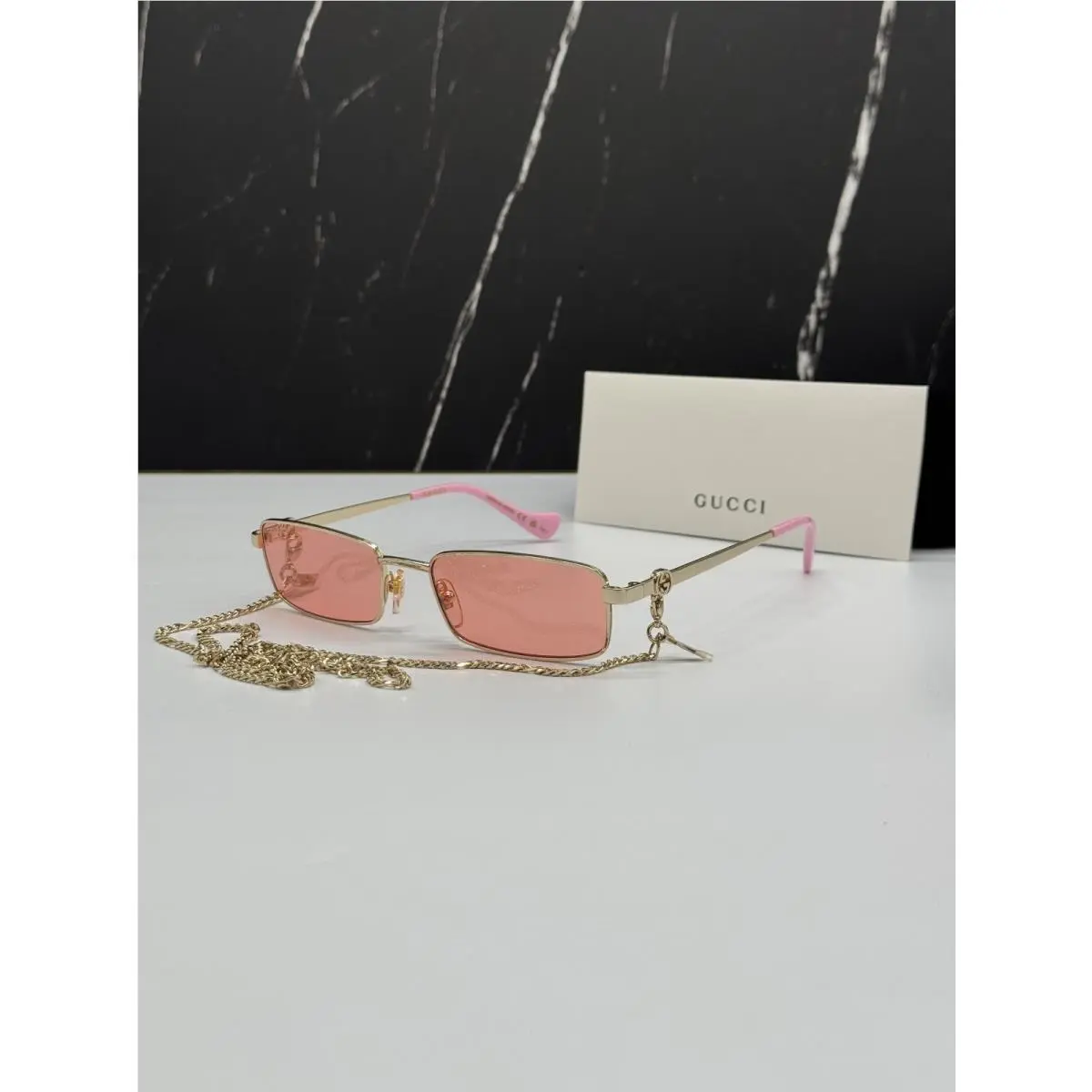 Gucci GG1600S 004 Gold/pink Women Sunglasses with Cha