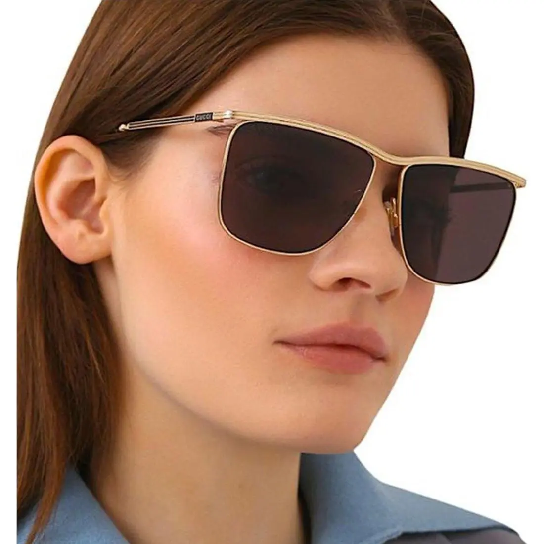 Sunglasses GG0821S 001 Gold/gray Aviator Unisex Eyewear by Gucci