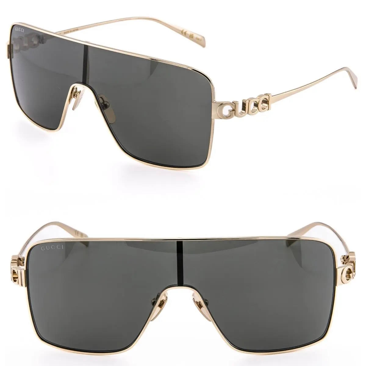 Gucci 1936 Gg1936S Gold Black Logo Unisex Metal Mask Wrap Sunglasses 001