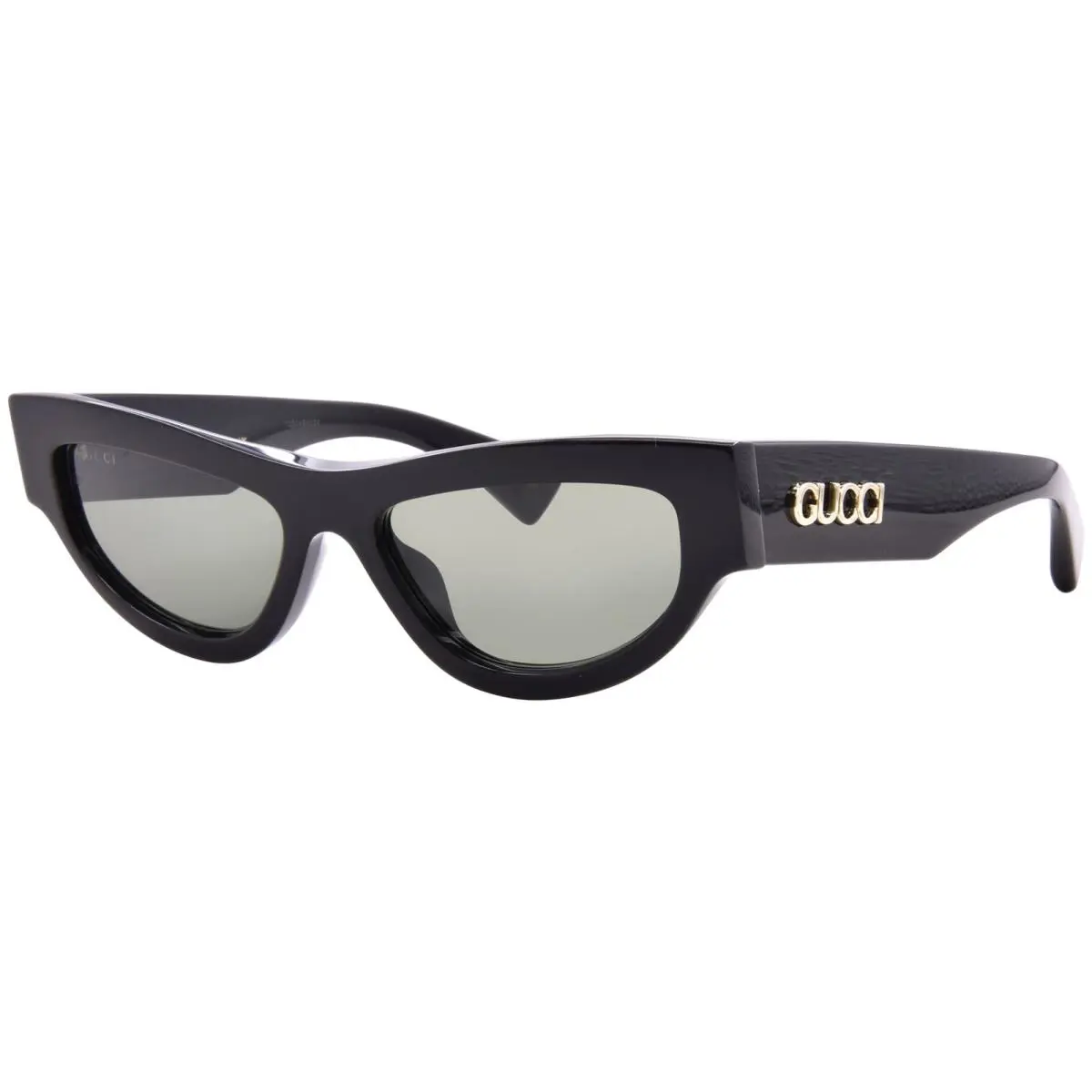 Gucci GG1834S 001 Sunglasses Women`s Shiny Black/grey Light Mirror Cat Eye 53mm - Frame: Black, Lens: Gray