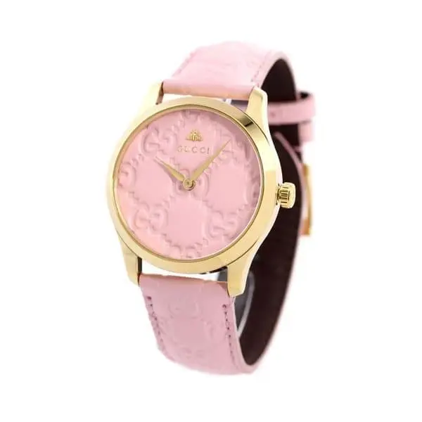 Gucci G-timeless YA1264104 38mm Quartz Watch – Pink Dial with Pink Leather Strap
