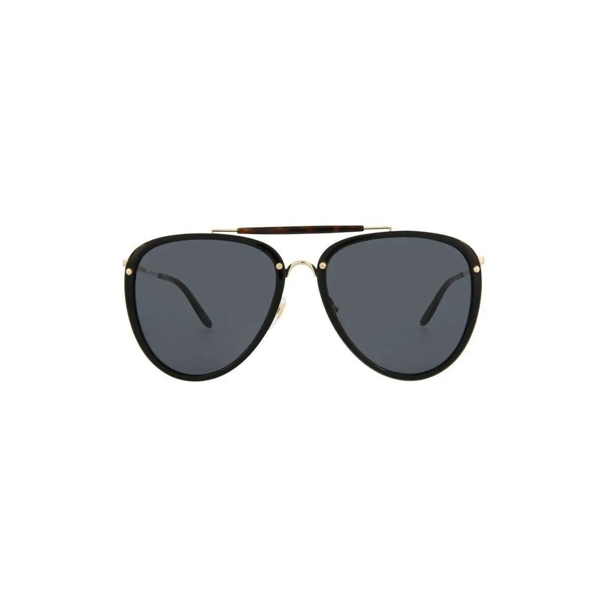 Gucci Men 58mm Aviator Sunglasses Black Gold Grey - Frame: Multicolor, Lens: Gray