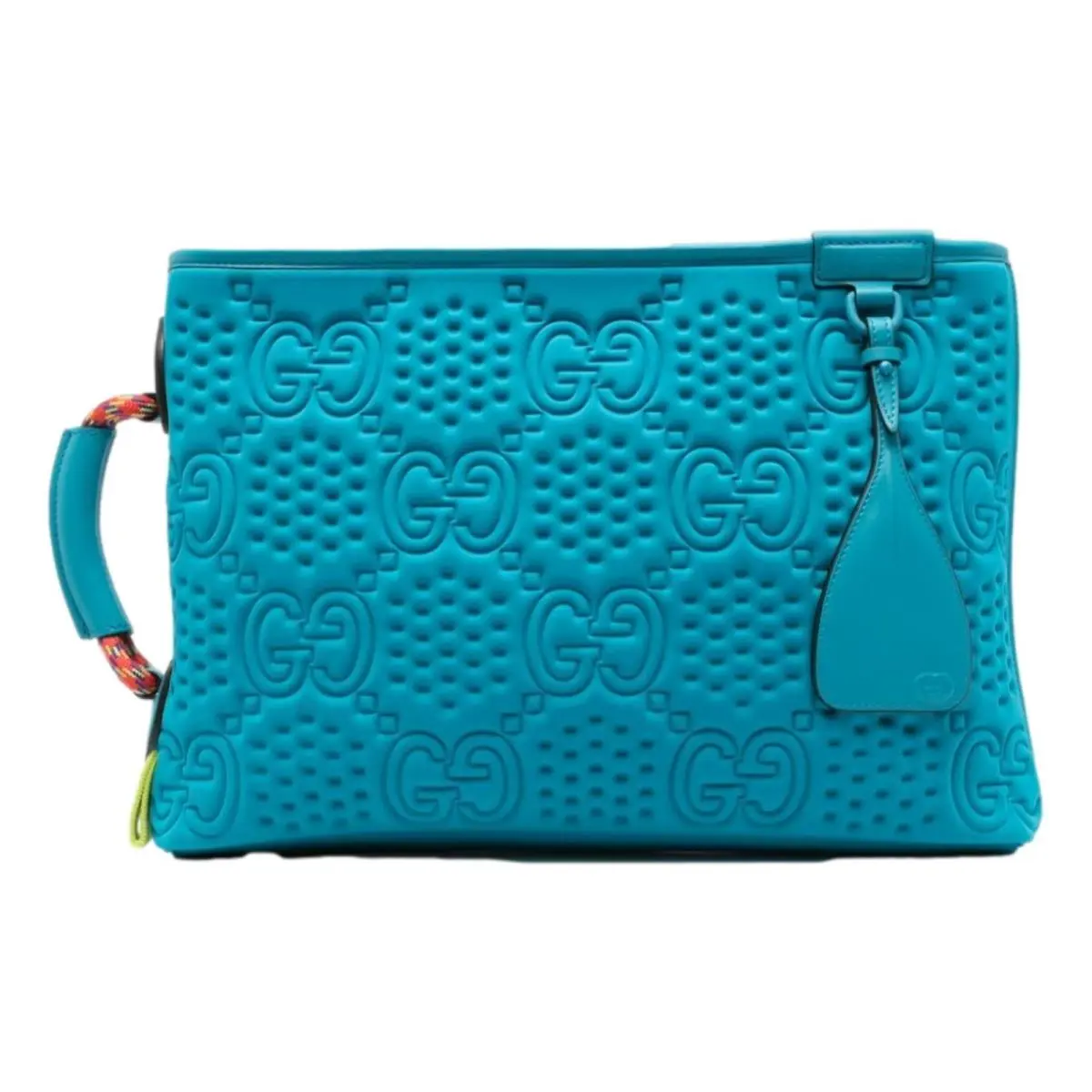 Gucci GG Scuba Blue Rubber Effect Large Pouch Clutch Bag